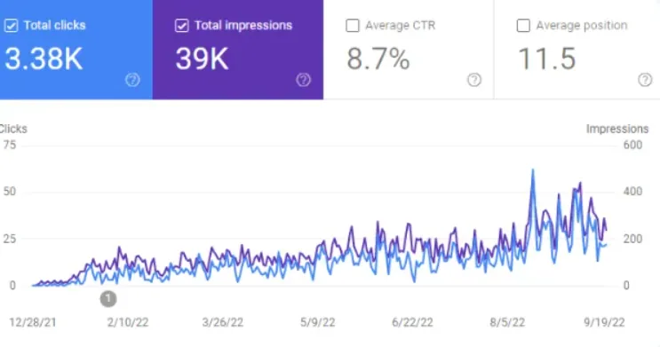 SEO results screenshot from a client campaign